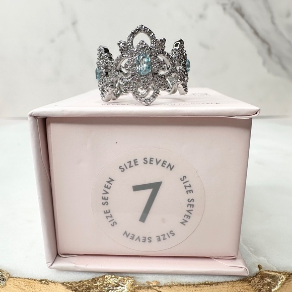 Bomb Party Reign Princess A Blooming Queen RBP7672 Aqua Cubic Zirconia Ring NWT - Picture 6 of 9